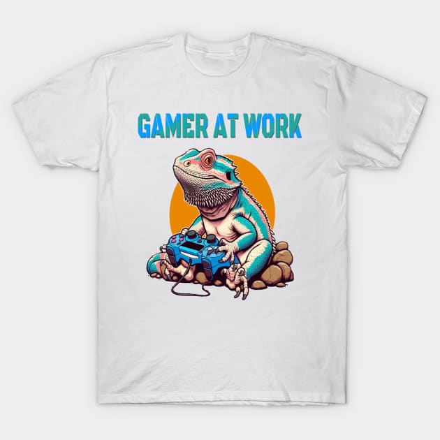 Busy Dragon Gamer Video Game Gecko Lizard T-Shirt by fantastic-designs